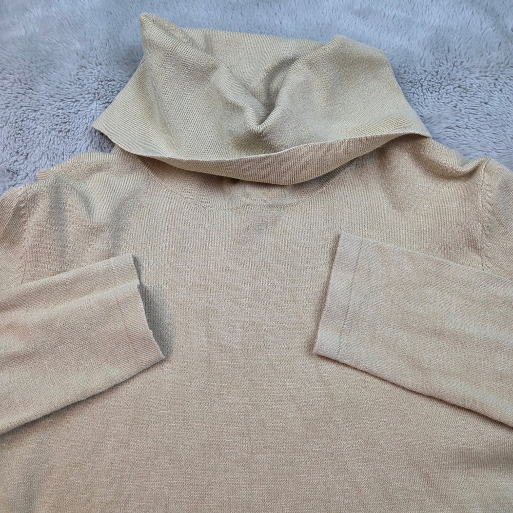 VTG Style & Co Collection Silk Turtleneck Sweater Womens Medium Tan Beige Blend